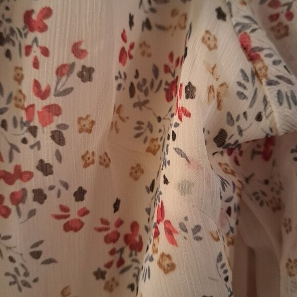 Romantic bohemian tiny floral chiffon sleeves summer dress lined hi low hem S - Picture 15 of 16